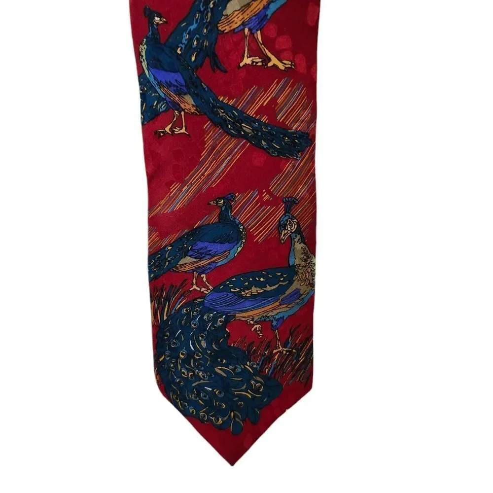 World Wide Wildlife tie The Asian Blue Peacock iridescent feathers‎ #199